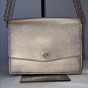 Tory Burch Robinson Mini Metallic Shoulder Bag  Rose Gold